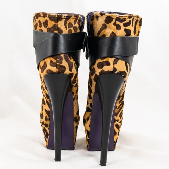 Vintage Y2K London Trash LT-Monsta Leopard Stiletto Platform Booties 7.5 - Picture 4 of 7
